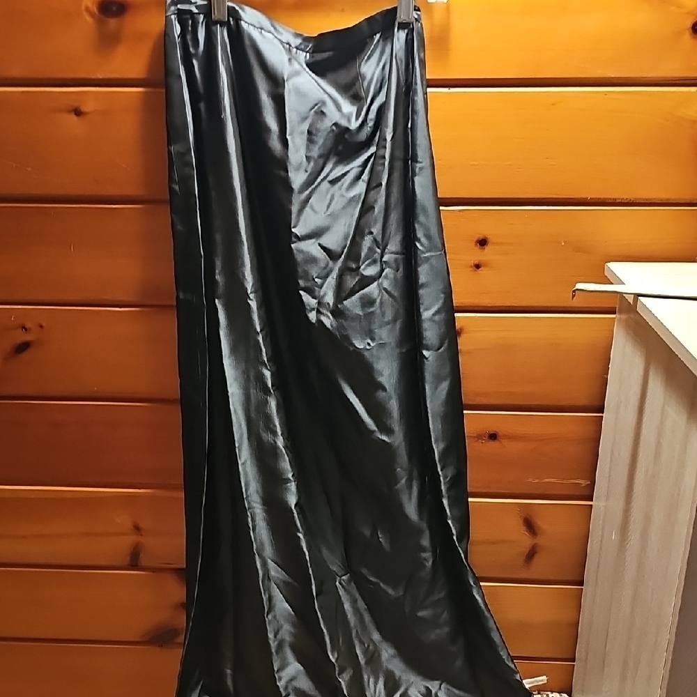 Ann Taylor Green Maxi Slip Skirt Ruched